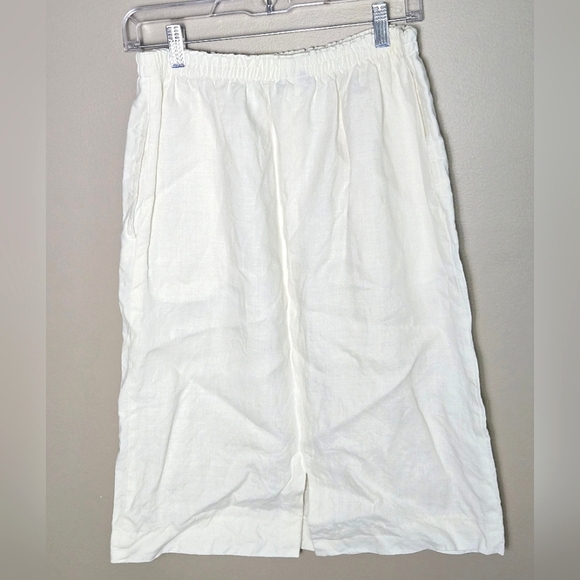 Vintage Nancy Heller 100% Linen Quiet Luxury Pocket Midi Skirt, Size 2 - Picture 2 of 4